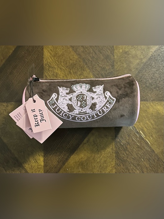 Juicy Couture Handbags - Juicy Couture Brown and Pink Velour Cosmetic Pouch